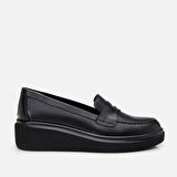 Hakiki Deri Siyah Kadın Loafer