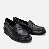 Hakiki Deri Siyah Kadın Loafer
