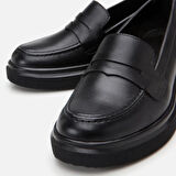 Hakiki Deri Siyah Kadın Loafer