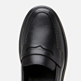 Hakiki Deri Siyah Kadın Loafer