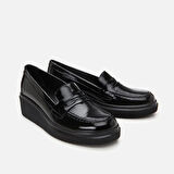 Hakiki Deri Siyah Kadın Loafer