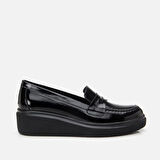 Hakiki Deri Siyah Kadın Loafer