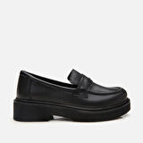 Hakiki Deri Siyah Kadın Loafer