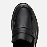 Hakiki Deri Siyah Kadın Loafer