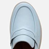 Hakiki Deri Açık Mavi Kadın Loafer