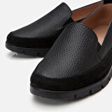 Hakiki Deri Siyah Kadın Loafer