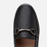 Hakiki Deri Siyah Kadın Tokalı Loafer