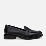 Hakiki Deri Siyah Kadın Tokalı Loafer
