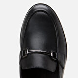 Hakiki Deri Siyah Kadın Tokalı Loafer