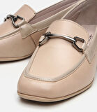 Kadın Deri Bej Tokalı Loafer