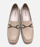 Kadın Deri Bej Tokalı Loafer