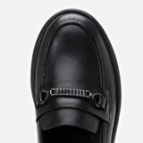 Hakiki Deri Siyah Kadın Tokalı Loafer