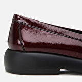 Hakiki Deri Bordo Kadın Tokalı Loafer