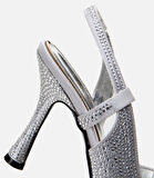 Kadın Lame Taşlı Arkası Açık Stiletto