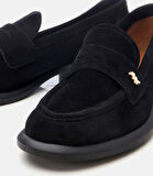 Kadın Süet Deri Siyah Esnek Tabanlı  Klasik Loafer