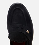 Kadın Süet Deri Siyah Esnek Tabanlı  Klasik Loafer