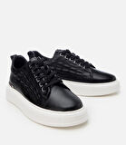 Erkek Deri Siyah Ultra Hafif Tabanlı Spor Ayakkabı