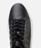 Erkek Deri Siyah Ultra Hafif Tabanlı Spor Ayakkabı