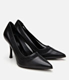 Kadın Deri Siyah Transparan Detaylı Stiletto