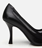 Kadın Deri Siyah Transparan Detaylı Stiletto