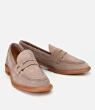 Kadın Süet Deri Vizon Esnek Tabanlı Klasik Loafer