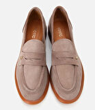 Kadın Süet Deri Vizon Esnek Tabanlı Klasik Loafer