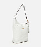 Kadın Deri Beyaz Asimetrik Yumuşak Dokulu Omuz Çantası