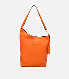 Kadın Deri Turuncu Asimetrik Yumuşak Dokulu Omuz Çantası