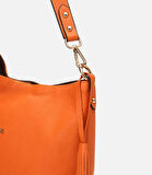 Kadın Deri Turuncu Asimetrik Yumuşak Dokulu Omuz Çantası