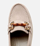 Kadın Süet Deri Bej Tokalı Günlük Loafer