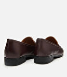 Kadın Deri Kahverengi Logo Detaylı Loafer