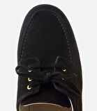 Kadın Süet Deri Siyah Bağcık Detaylı Günlük Loafer