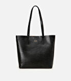 Kadın Deri Siyah Çıkarılabilir Portföy Çantalı Tote Çanta