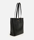 Kadın Deri Siyah Çıkarılabilir Portföy Çantalı Tote Çanta