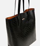 Kadın Deri Siyah Çıkarılabilir Portföy Çantalı Tote Çanta