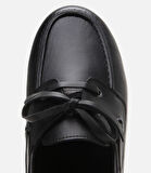 Kadın Deri Siyah Bağcıklı Günlük Loafer