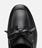 Kadın Deri Siyah Bağcıklı Günlük Loafer