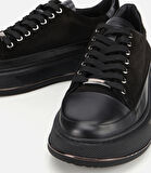 Erkek  Süet Deri Siyah Yüksek Tabanlı Spor Ayakkabı