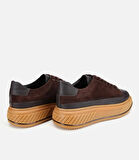 Erkek  Süet Deri Kahverengi Yüksek Tabanlı Spor Ayakkabı