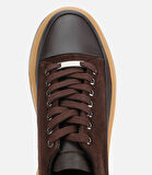 Erkek  Süet Deri Kahverengi Yüksek Tabanlı Spor Ayakkabı