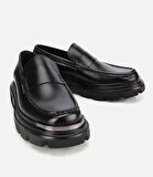 Erkek Deri Siyah Yüksek Tabanlı Klasik Loafer