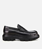 Erkek Deri Siyah Yüksek Tabanlı Klasik Loafer