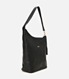 Kadın Deri Siyah Asimetrik Yumuşak Dokulu Omuz Çantası