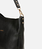 Kadın Deri Siyah Asimetrik Yumuşak Dokulu Omuz Çantası