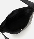 Kadın Deri Siyah Asimetrik Yumuşak Dokulu Omuz Çantası