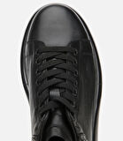 Erkek Deri Siyah Yüksek Tabanlı Spor Ayakkabı