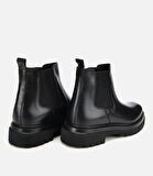 Erkek Deri Siyah Lastik Detaylı Kalın Tabanlı Chelsea Bot