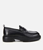 Erkek Deri Siyah Yüksek Tabanlı Klasik Loafer