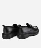 Erkek Deri Siyah Yüksek Tabanlı Klasik Loafer