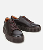 Erkek Deri Kahverengi Yüksek Tabanlı Spor Ayakkabı